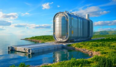 Illustration of a Transportable Nuclear Power Plant demonstrating resilience to attacks and disasters. Image generated by AI.
