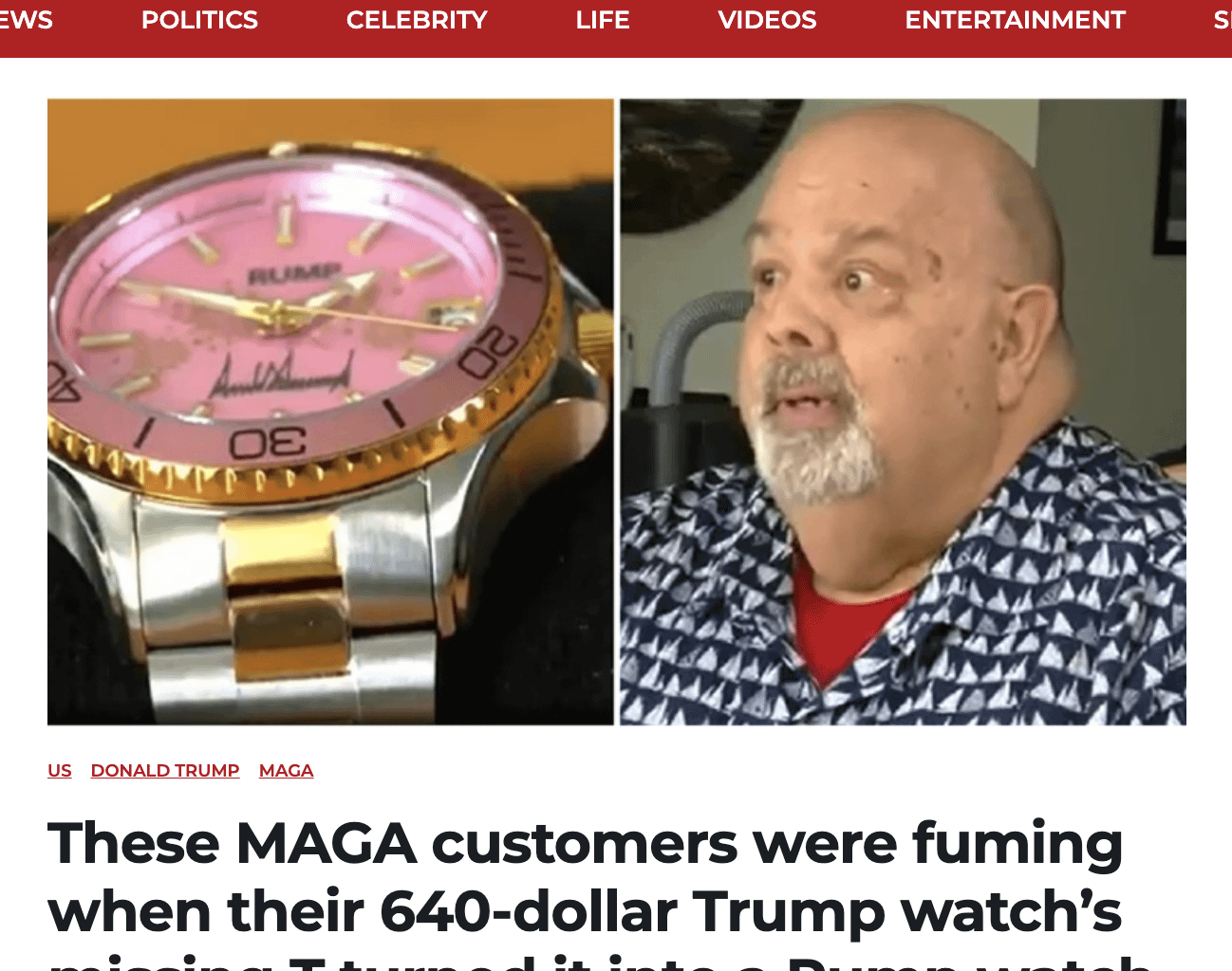 This is such a gem. Such a gift. They spent $600 on a Trump watch but it was missing the T. So it's a RUMP branded watch.