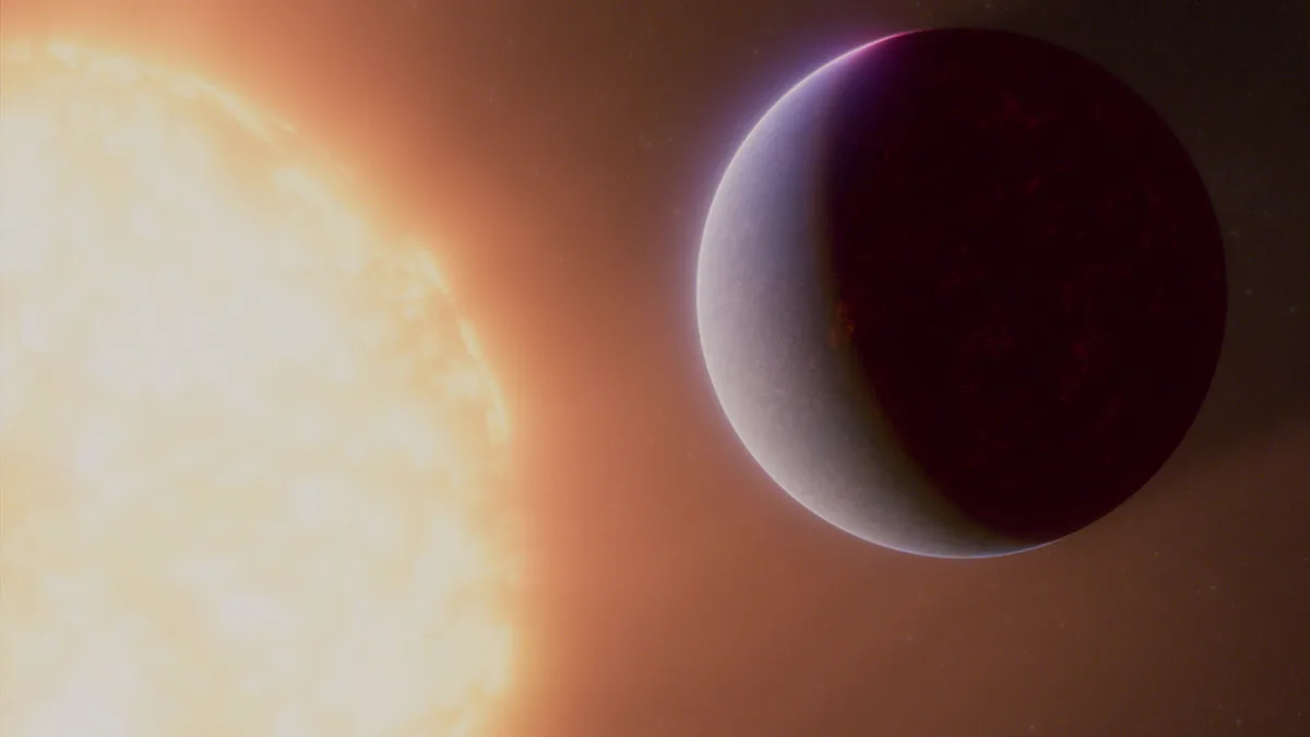 Artist's impression of exoplanet 55 Cancri 3, a rocky super-Earth that Webb Telescope data shows could have an atmosphere. Credit: Credits: NASA, ESA, CSA, Ralf Crawford (STScI)