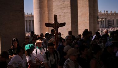 Workers install Sistine Chapel stove where ballots are burned during papal conclave