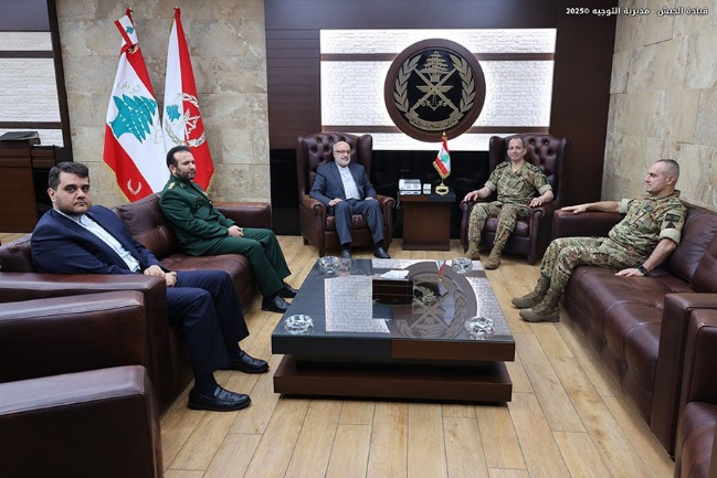 The Lebanese army commander meets with the Iranian ambassador to Lebanon (X account of the Lebanese army, May 15, 2025)