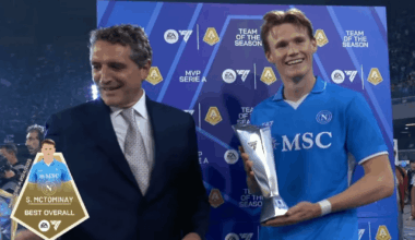 Scott McTominay wins Serie A MVP, winning the championship for Napoli.