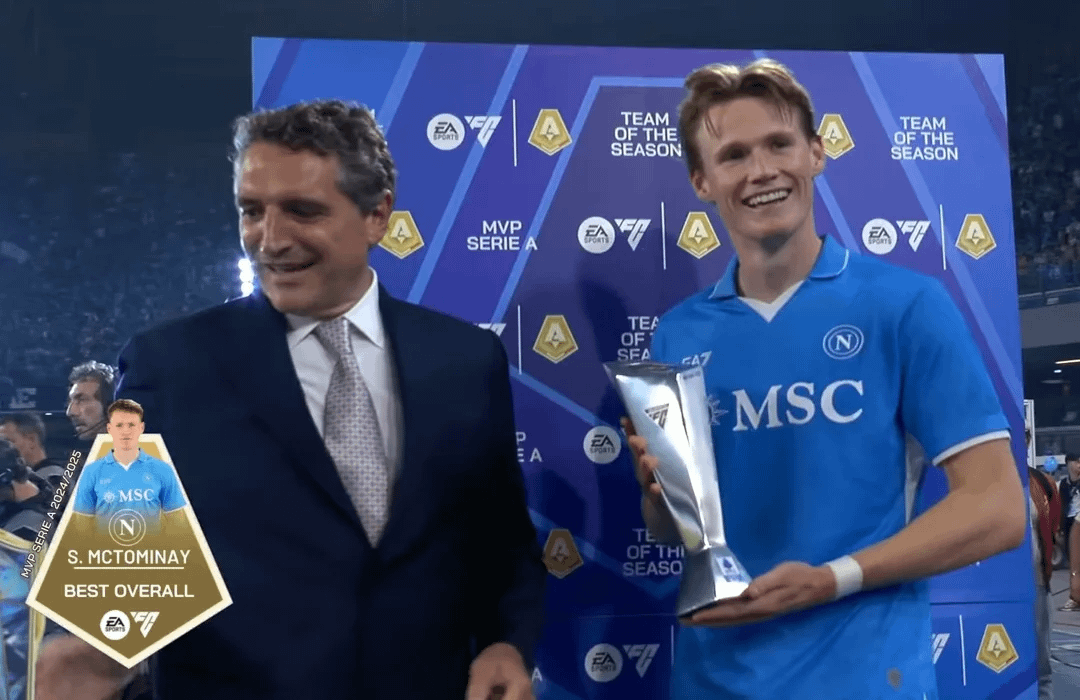 Scott McTominay wins Serie A MVP, winning the championship for Napoli.