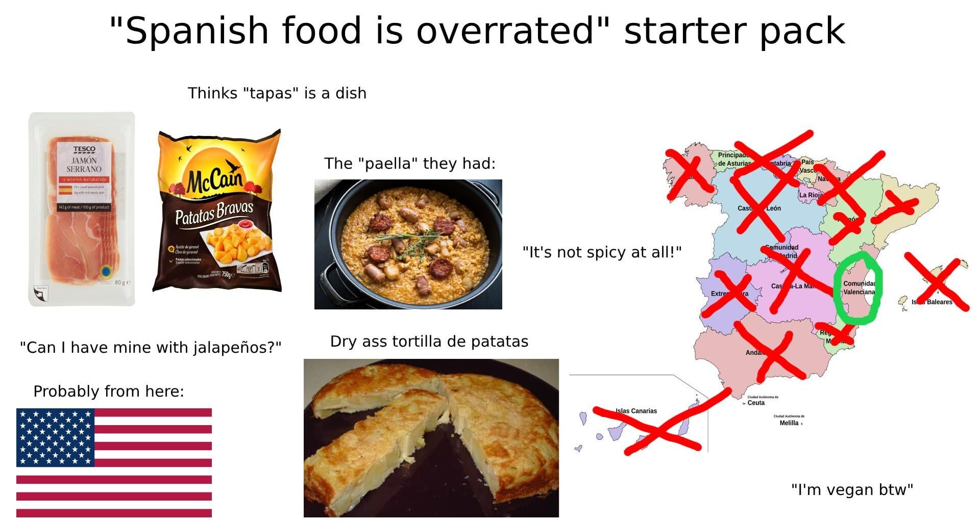 "Spanish food is overrated" starter pack