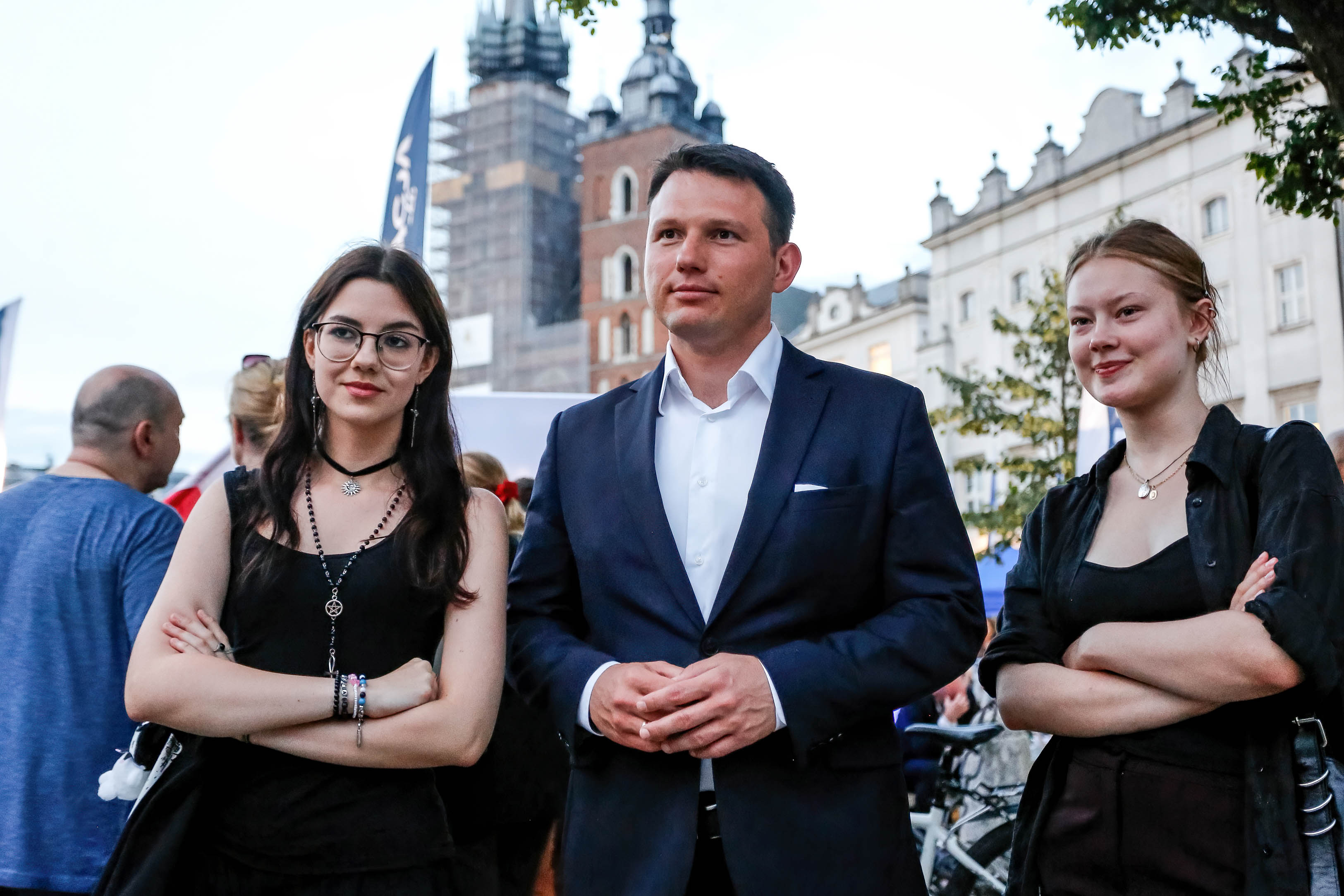 Sawomir Mentzen, a Polish Member of Parliament, at a Konfederacja rally.