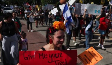 Hundreds protest against ICE in Houston and San Antonio