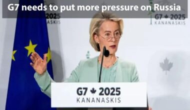 At the G7 Summit in Canada, Ursula von der Leyen calls for stronger sanctions on Russia to secure a Ukraine ceasefire, while addressing Middle East tensions and energy market stability with Trump.