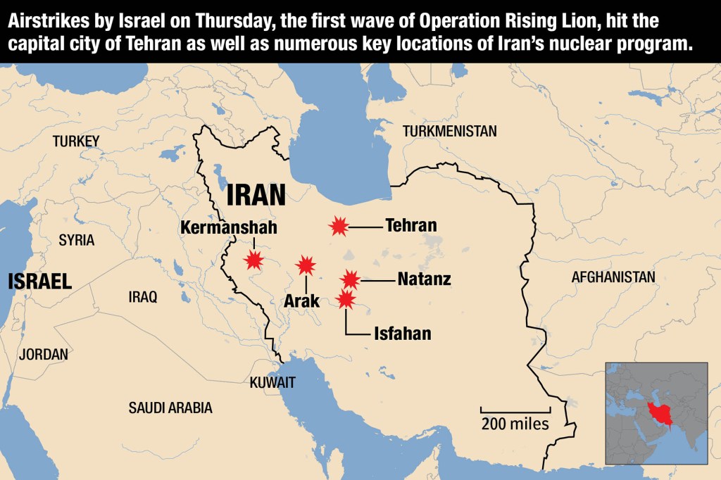 Iran airstrike map