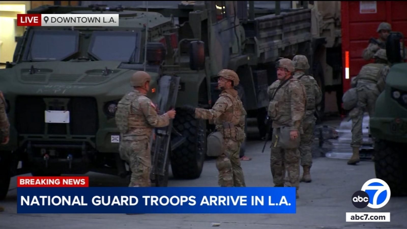 National Guard troops begin to arrive in LA