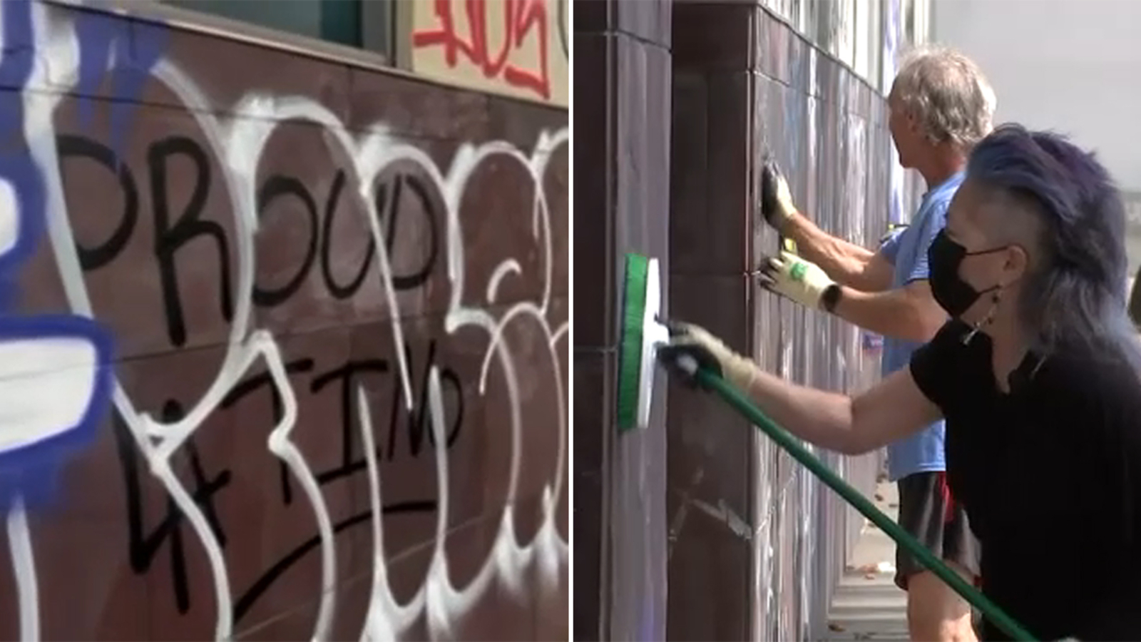 'Shine LA' volunteers clean up areas vandalized during protests against immigration raids