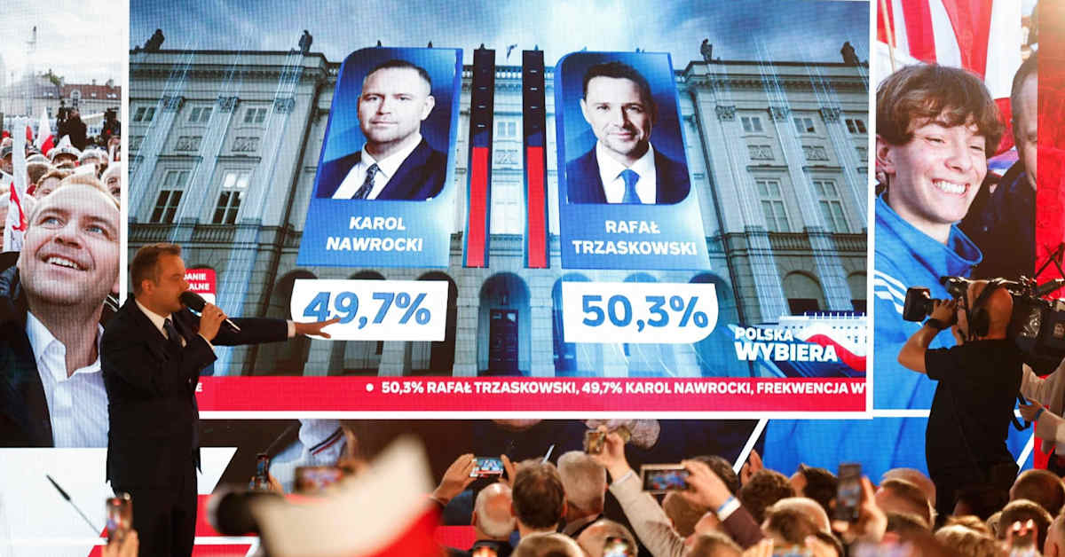 Puolan presidentinvaalien tilanne jatkuu tiukkana – ennuste: kansallismielinen Nawrocki voittamassa | Uutisia lyhyesti