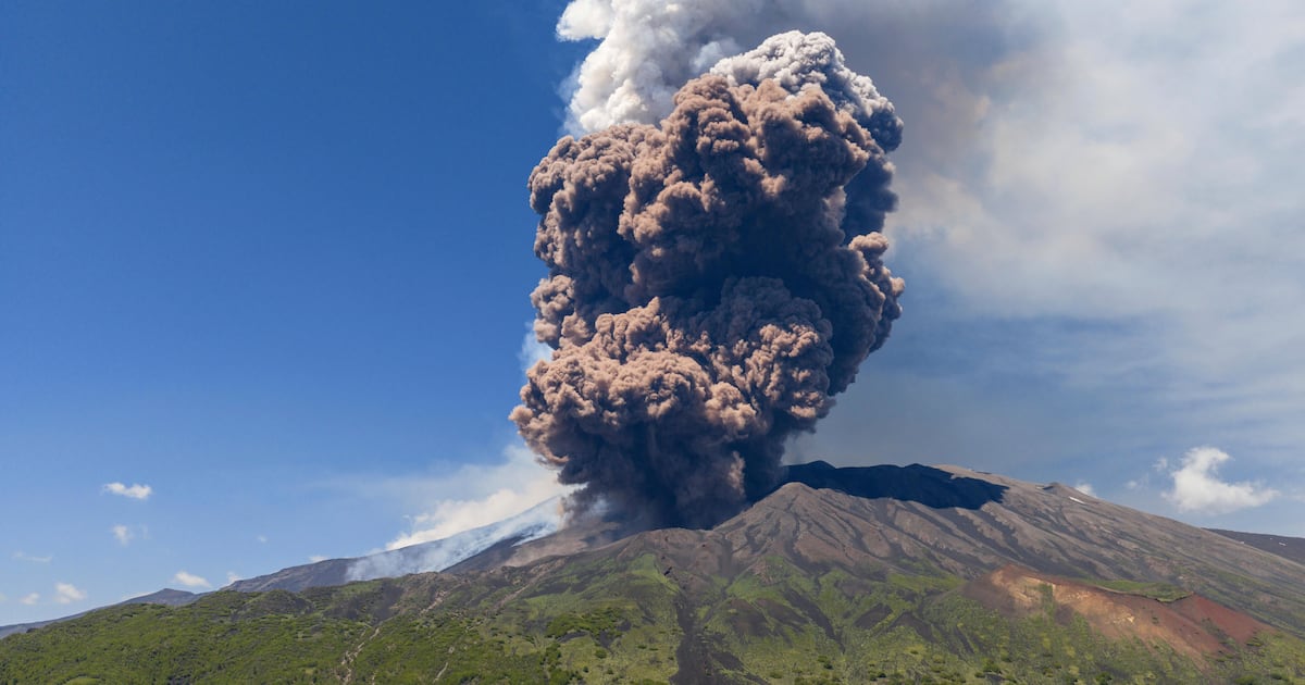 Italy’s Mount Etna erupts in a fiery show of smoke and ash miles high