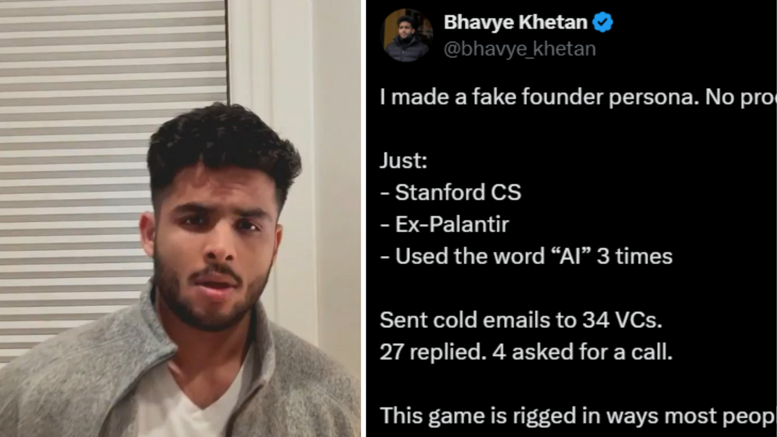 Indian-origin man creates fake founder persona, tricks 27 investors: ‘This game is rigged’ | Trending