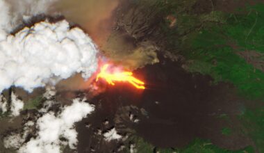 Mount Etna's eruption captured from space. Dense plume sends tourists fleeing on island of Sicily