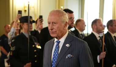 King Charles shows off a playful tie nodding to his Greek heritage as he celebrates the 400 year anniversary of The Queen’s Chapel