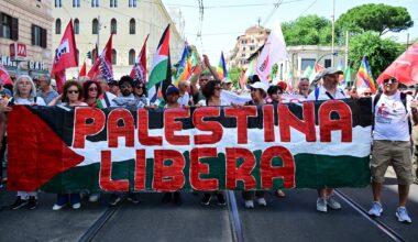 Mass anti-Israel march held in Rome to denounce Italian ‘complicity’ in Gaza war