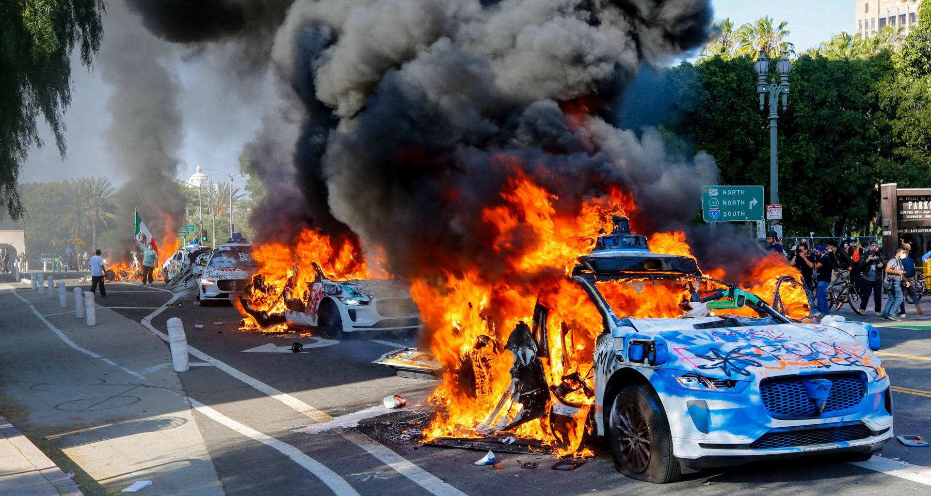Waymo vehicles set on fire