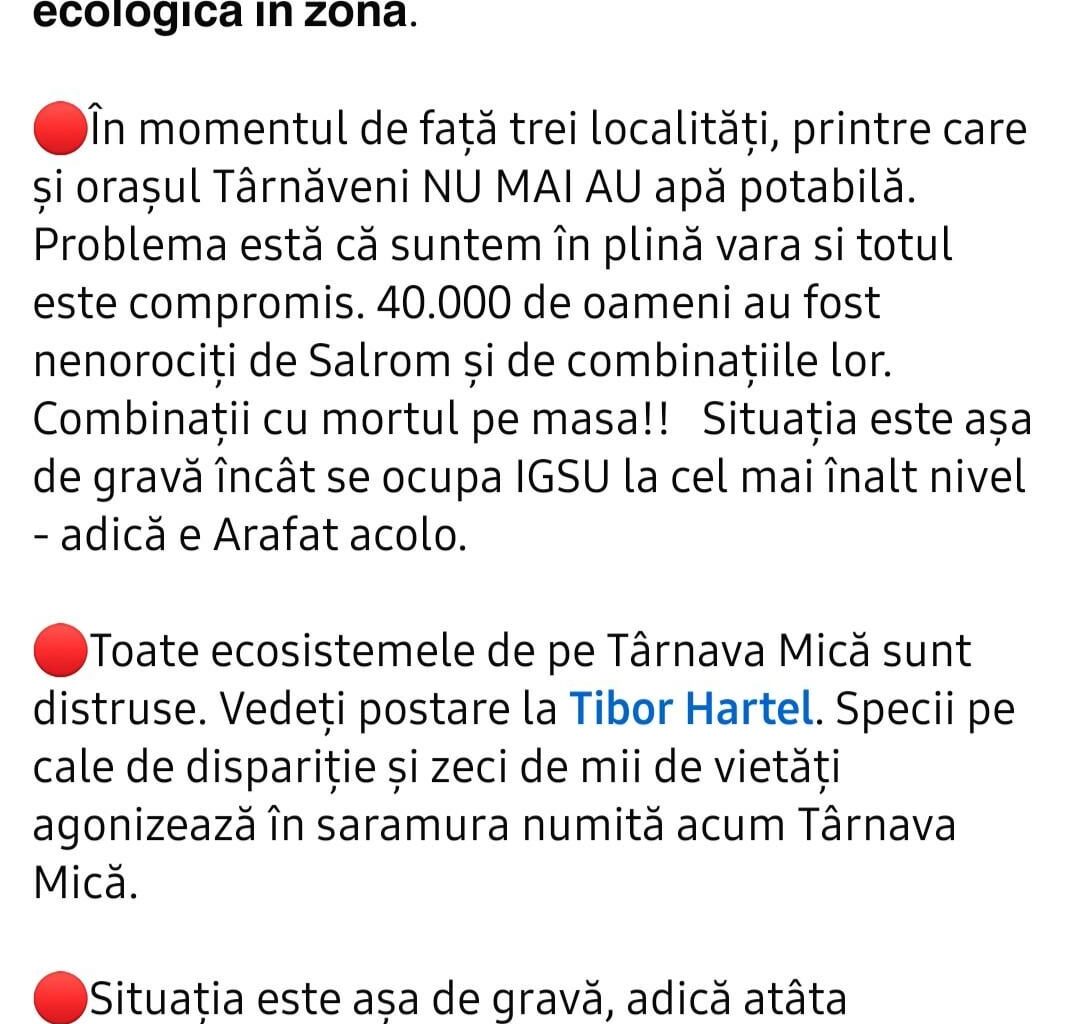 Firma adusă de Salrom a dărâmat digurile ridicate la Praid, cerute de experți. Dezastru ecologic pe Târnave. 40.000 de oameni fără apă