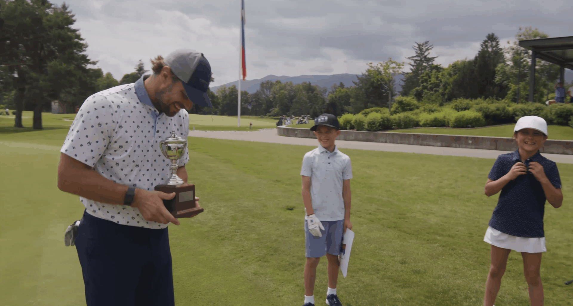 Anze Kopitar's kids surprised him with his third Lady Byng Memorial Trophy during a day of family golf in Slovenia