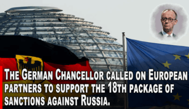 German Chancellor Friedrich Merz urged EU partners to back the 18th sanctions package against Russia, as Moscow refuses peace talks. New measures may be unveiled next week, targeting Russian banks and energy. “We support Ukraine militarily and will raise pressure on Russia,” he said.