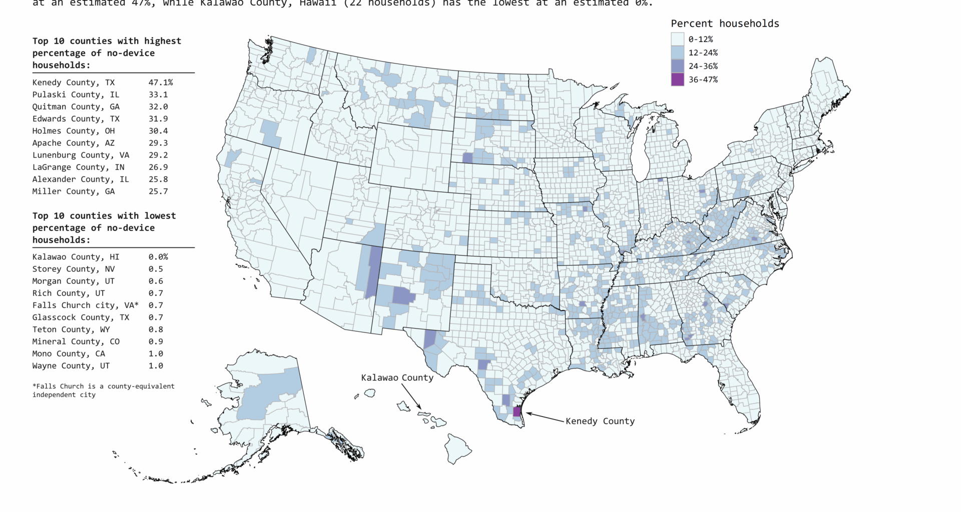 The Digitally Detached: households with no computer, tablet, or smartphone [OC]