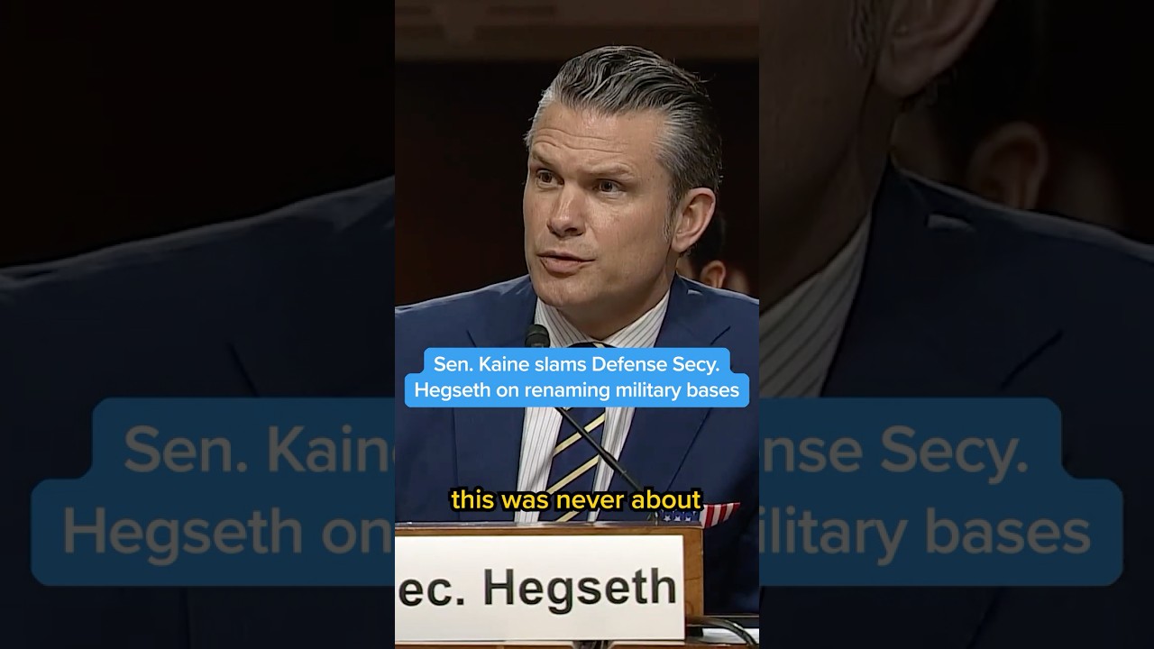 Sen. Kaine slams Defense Secy. Hegseth on renaming military bases