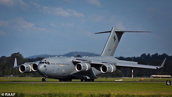 The RAAF's eighth C-17A Globemaster arrives at RAAF Base Amberley. *** Local Caption *** On 2 November 2015, the eighth C-17A Globemaster III transport aircraft for the Royal Australian Air Force touched down at its home of RAAF Base Amberley, completing its delivery flight from the United States. This aircraft, A41-212, is part of a two aircraft purchase that was announced by the Federal Government in 201514836809