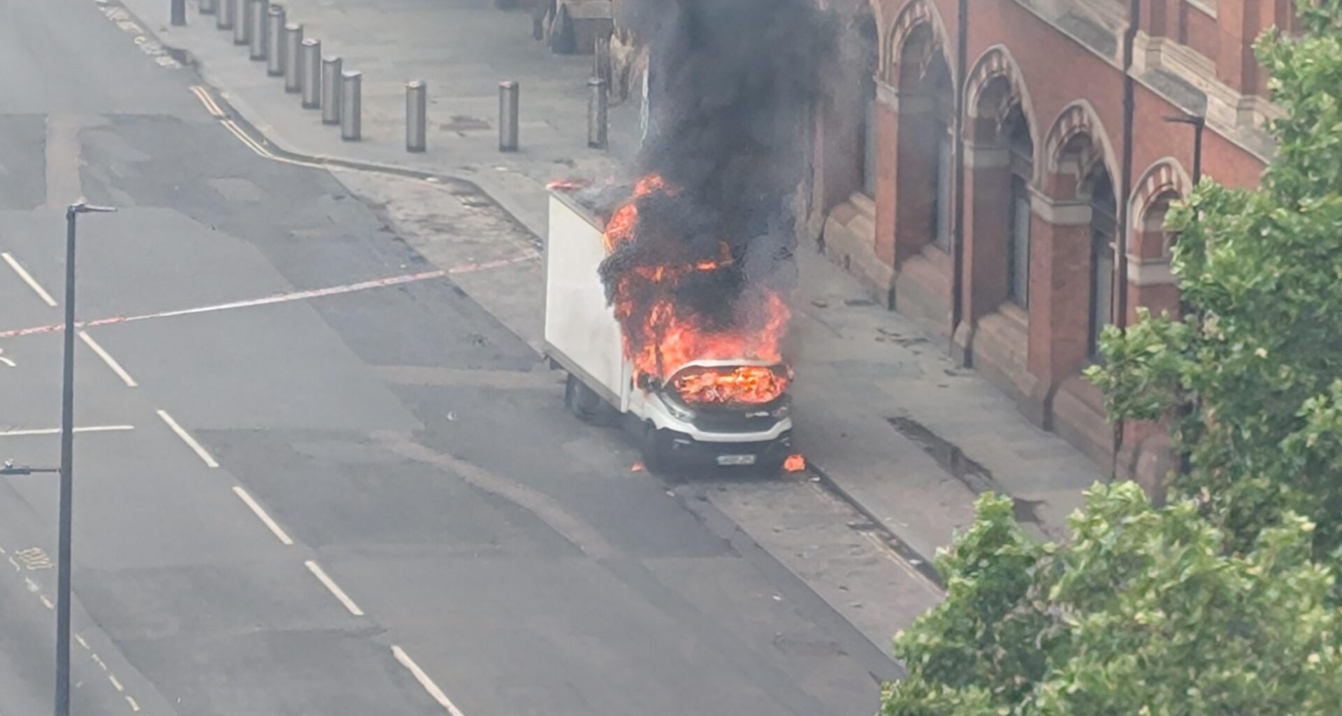 truck on fire at King's Cross