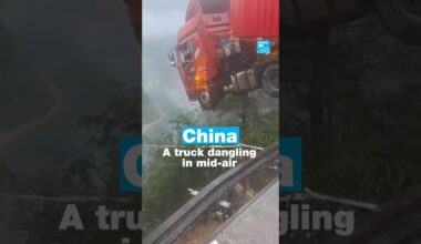 🚚 #China: #Truck with #driver inside dangling in mid-air • FRANCE 24 English