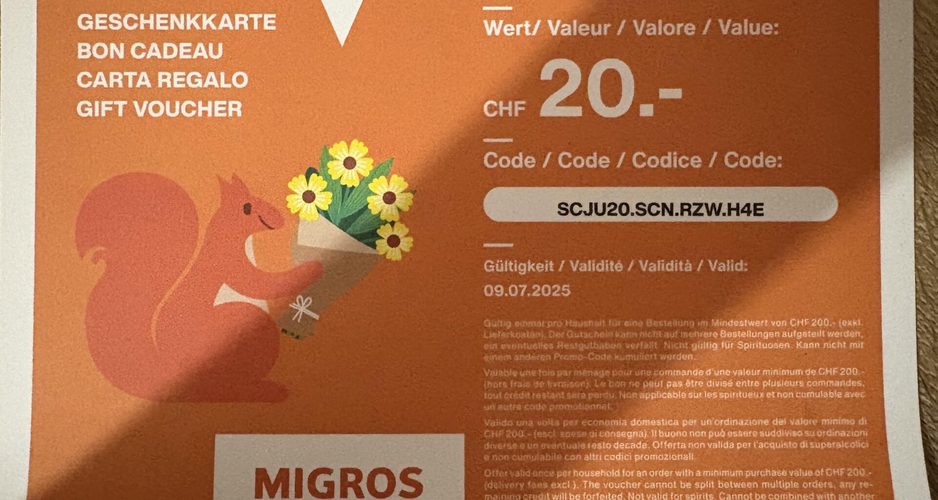 Gift Card Migros Online