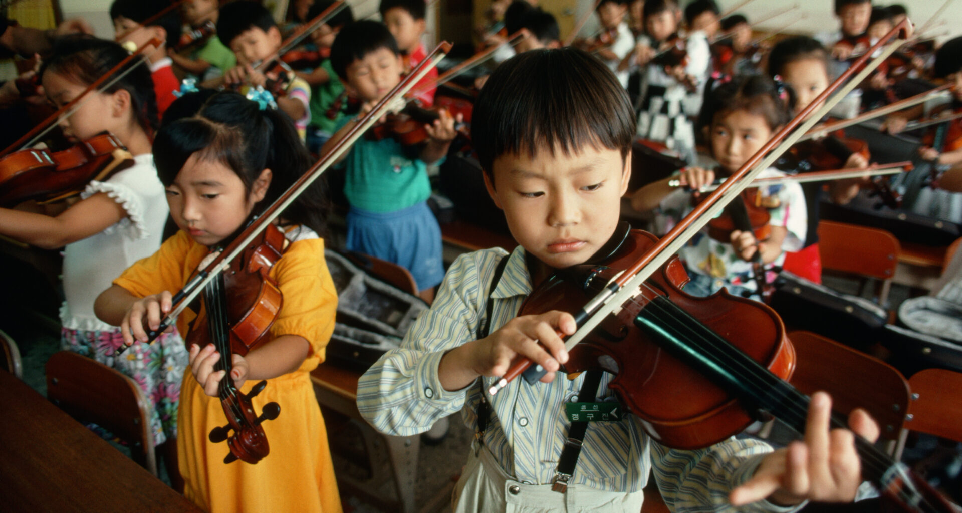 South Korean Students Practice Violin