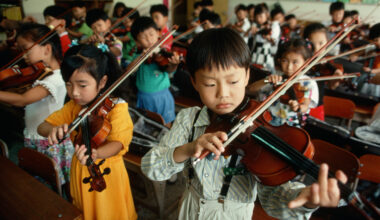 South Korean Students Practice Violin