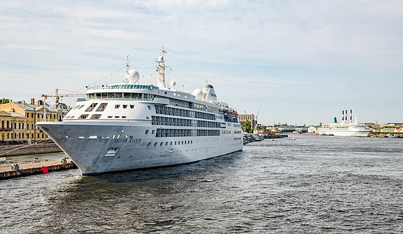 Saint Petersburg, Russia, July 26, 2015. The cruise ship Silver Cloud moored at the English  embankment.; Shutterstock ID 456050863; purchase_order: -; job: -; client: -; other: - 14851873