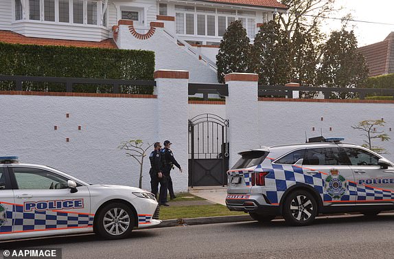 Police are seen at a house in Clayfield, Brisbane, Friday, June 27, 2025. A man who was stabbed to death is believed to have known his attacker, a 15-year-old boy, according to Queensland Police. (AAP Image/Fraser Barton) NO ARCHIVING, IMAGE TAKEN BY JOURNALIST