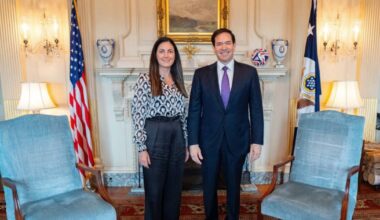 Marco Rubio congratulates Rosa María Payá after being elected commissioner at the IACHR