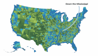 [OC] US County Water to Land Ration - UPDATED