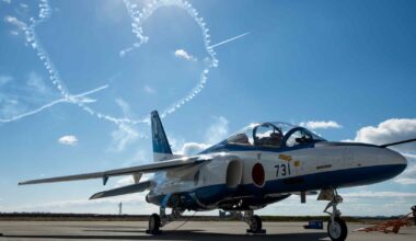 Blue Impulse aerobatics team draws visitors to northern Japan city