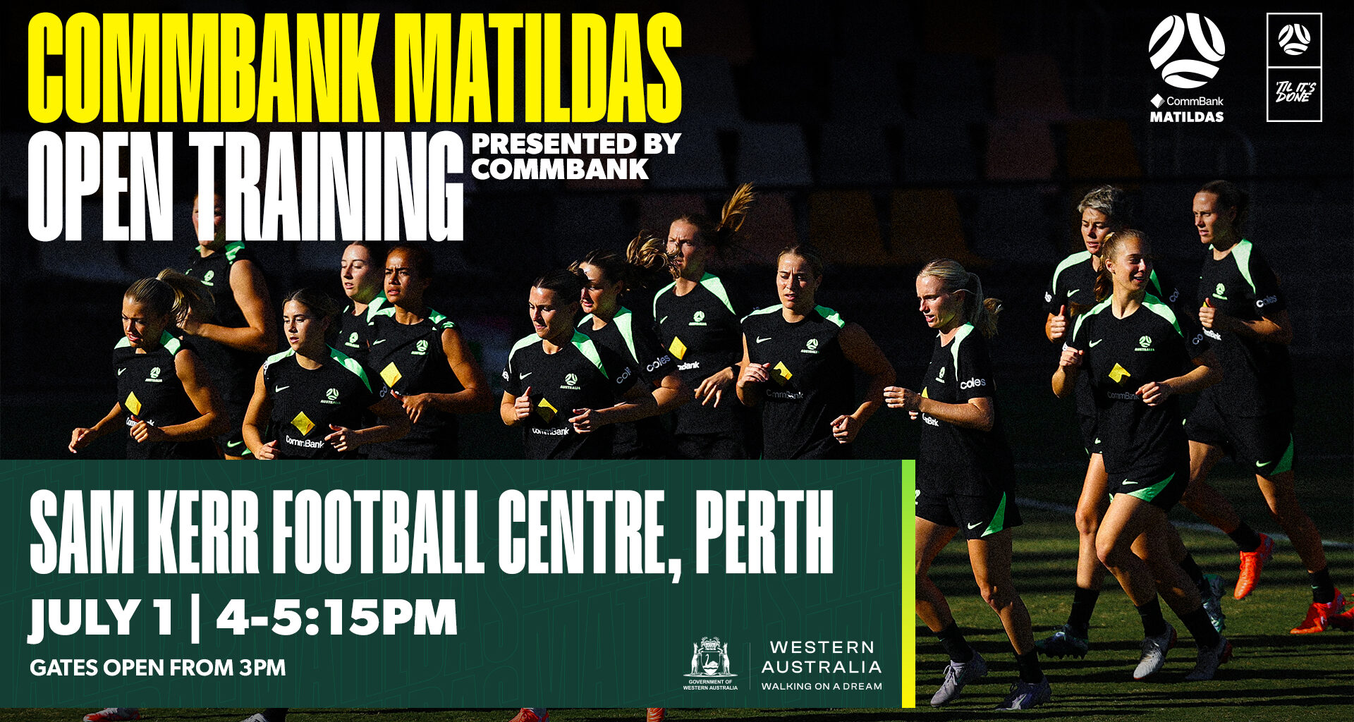 CommBank Matildas Open Training - Sam Kerr Football Centre, Perth - presented by CommBank