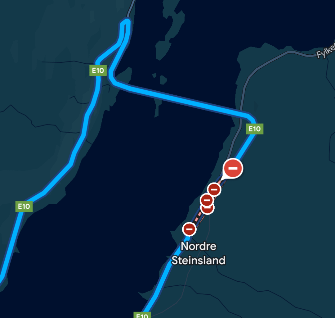 Road closure on E10