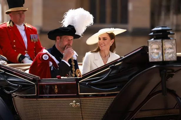 The couple were reunited after the service for a carriage ride