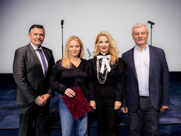 From left: Culture Ministry Chief of Staff Lukáš Machala, STVR Director General Martina Flašíková, Culture Minister Martina Šimkovičová, and STVR Council Chair Ján Krošlák.