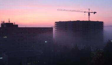 A foggy morning in Poprad, eastern Slovakia.