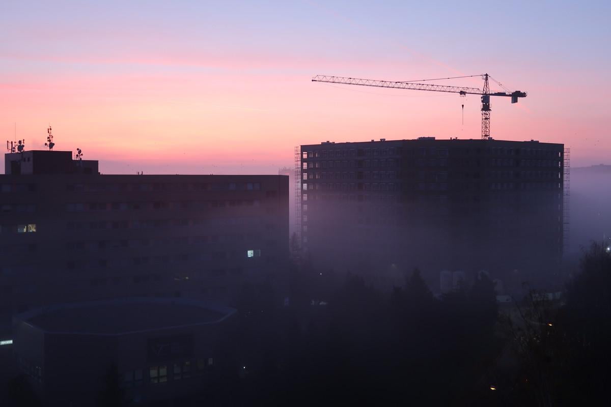 A foggy morning in Poprad, eastern Slovakia.
