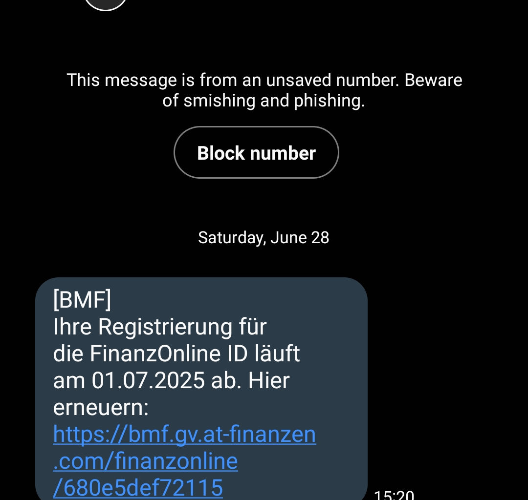 SMS FinanzOnline Scam