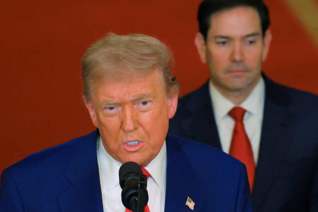 FILE PHOTO: U.S. President Donald Trump delivers an address to the nation at the White House in Washington, following U.S....