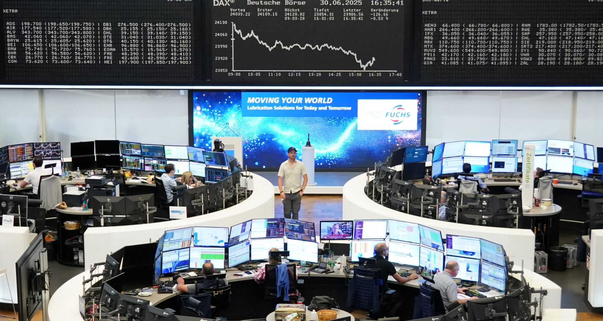European shares see monthly declines as markets eye trade developments