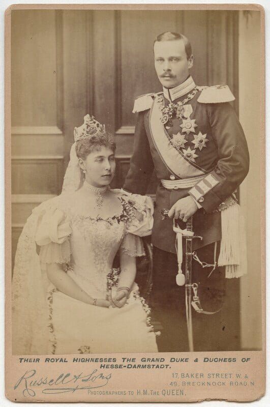 Picture postcard of the wedding of Prince Ernest Louis of Hesse and Princess Victoria Melita of Saxe-Coburg and Gotha, 1894 (© National Portrait Gallery, London)