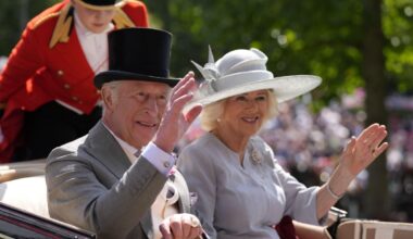 King Charles III and Queen Camilla attend the races at Royal Ascot on June 19, 2025 (Andrew Matthews/PA Images/Alamy)