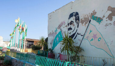 Graffiti depicting Abdullah Ocalan, imprisoned leader of the Kurdistan Workers' Party, Aleppo, Syria