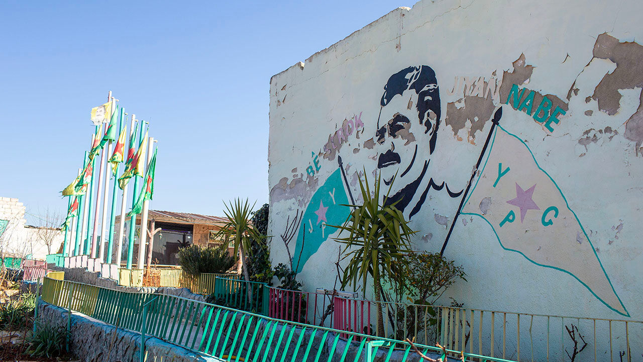 Graffiti depicting Abdullah Ocalan, imprisoned leader of the Kurdistan Workers' Party, Aleppo, Syria